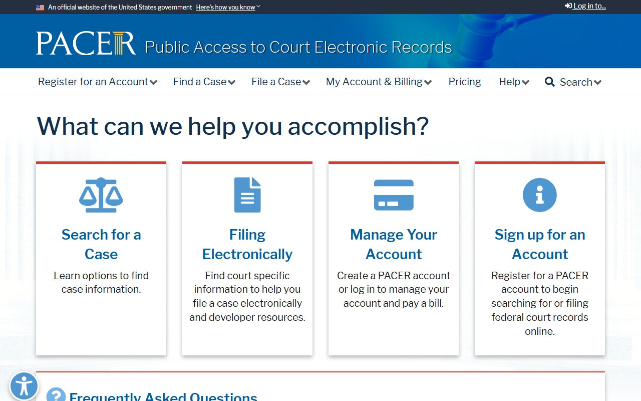 PACER federal case access for cases outside the Berks County Prothonotary