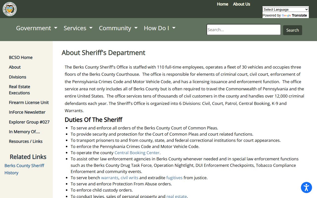 Berks County Sheriff's Office about page tied to warrant enforcement