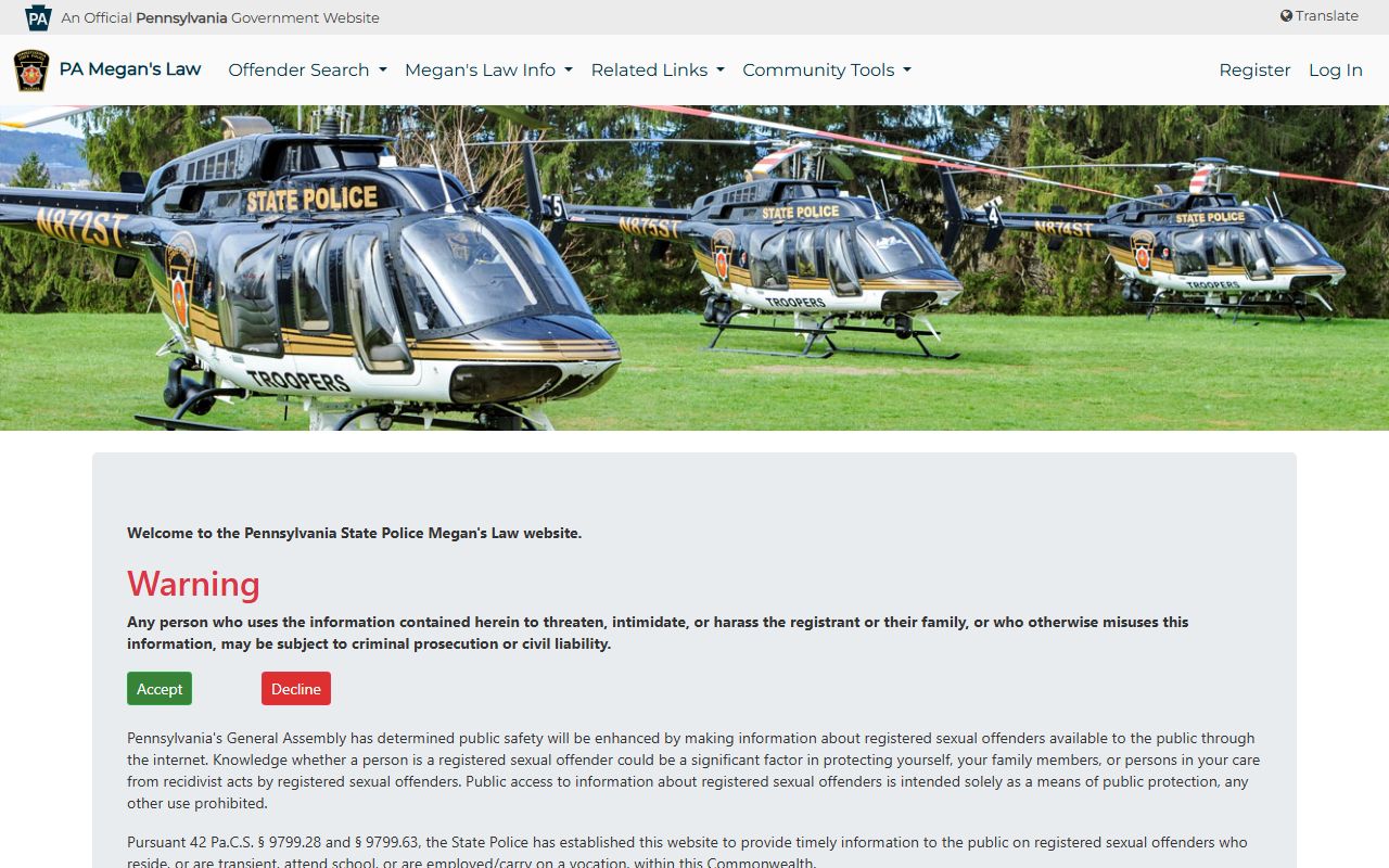 Pennsylvania Megan's Law registry ZIP search for Berks County released offenders