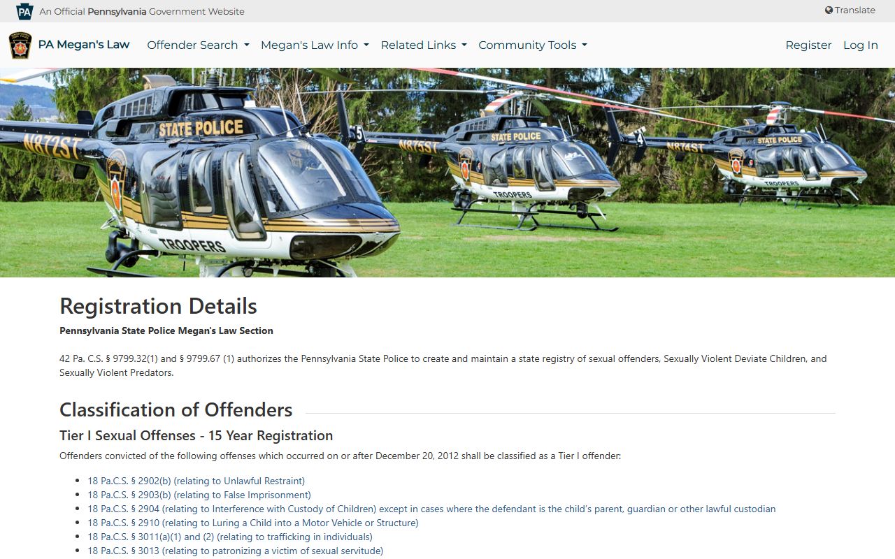 Pennsylvania Megan's Law registration information for Berks County
