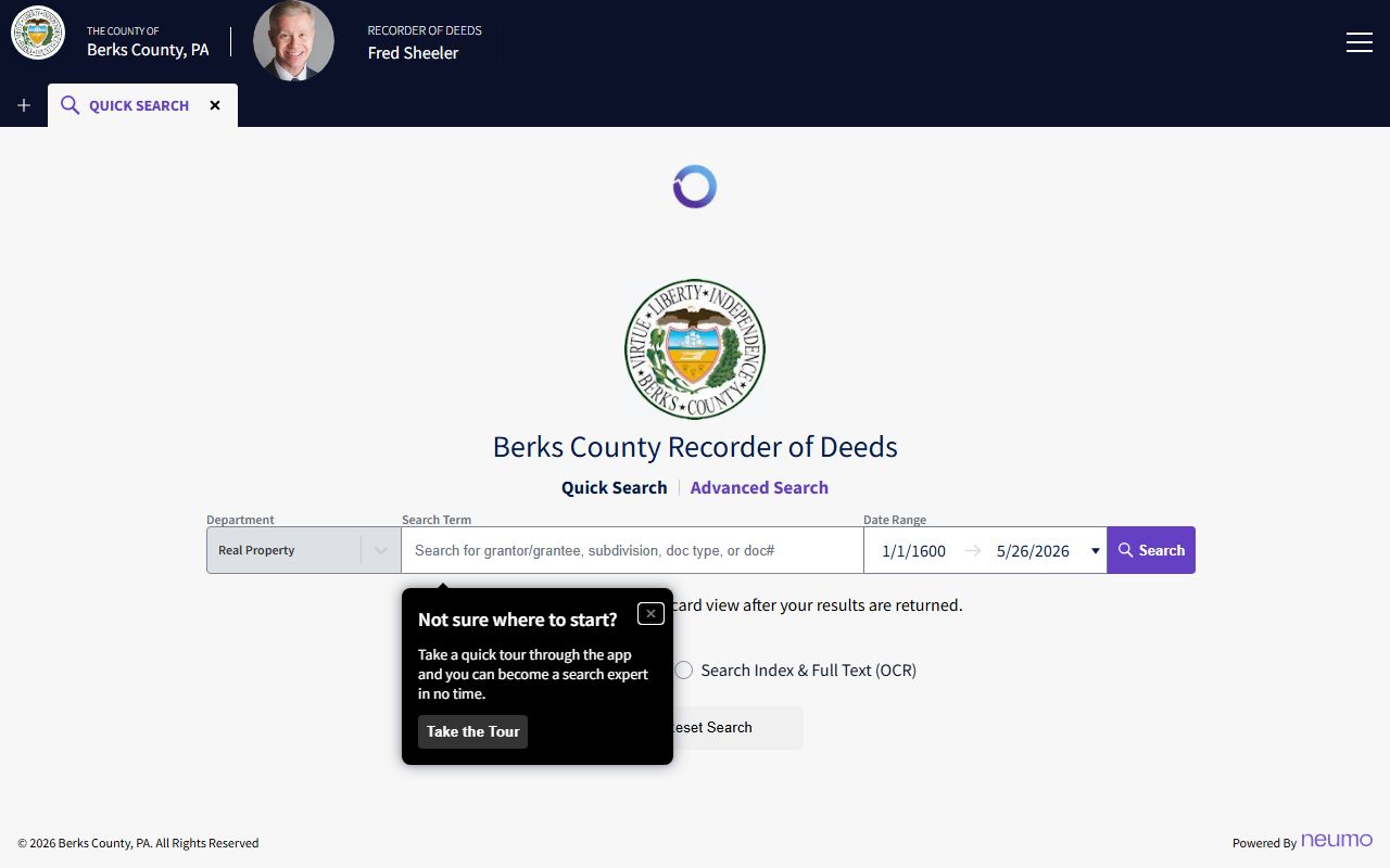 Berks County Recorder of Deeds public search portal for public records