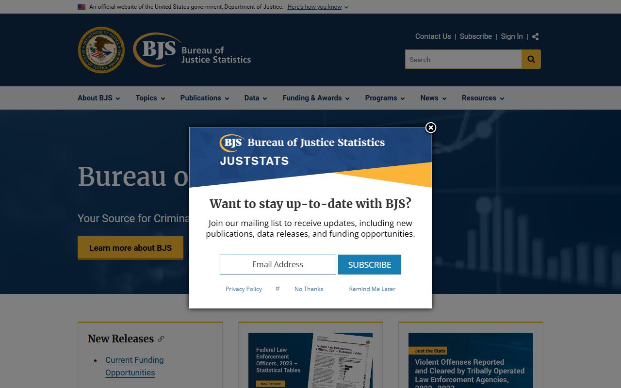 Bureau of Justice Statistics site providing context for Berks County jail population