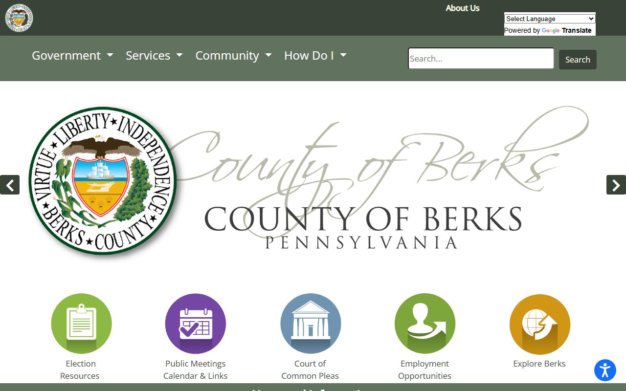 Berks County official government homepage for court records and offices