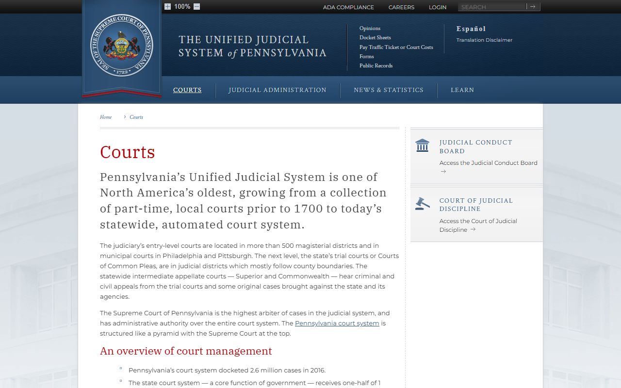 Pennsylvania courts structure overview for Berks County court records