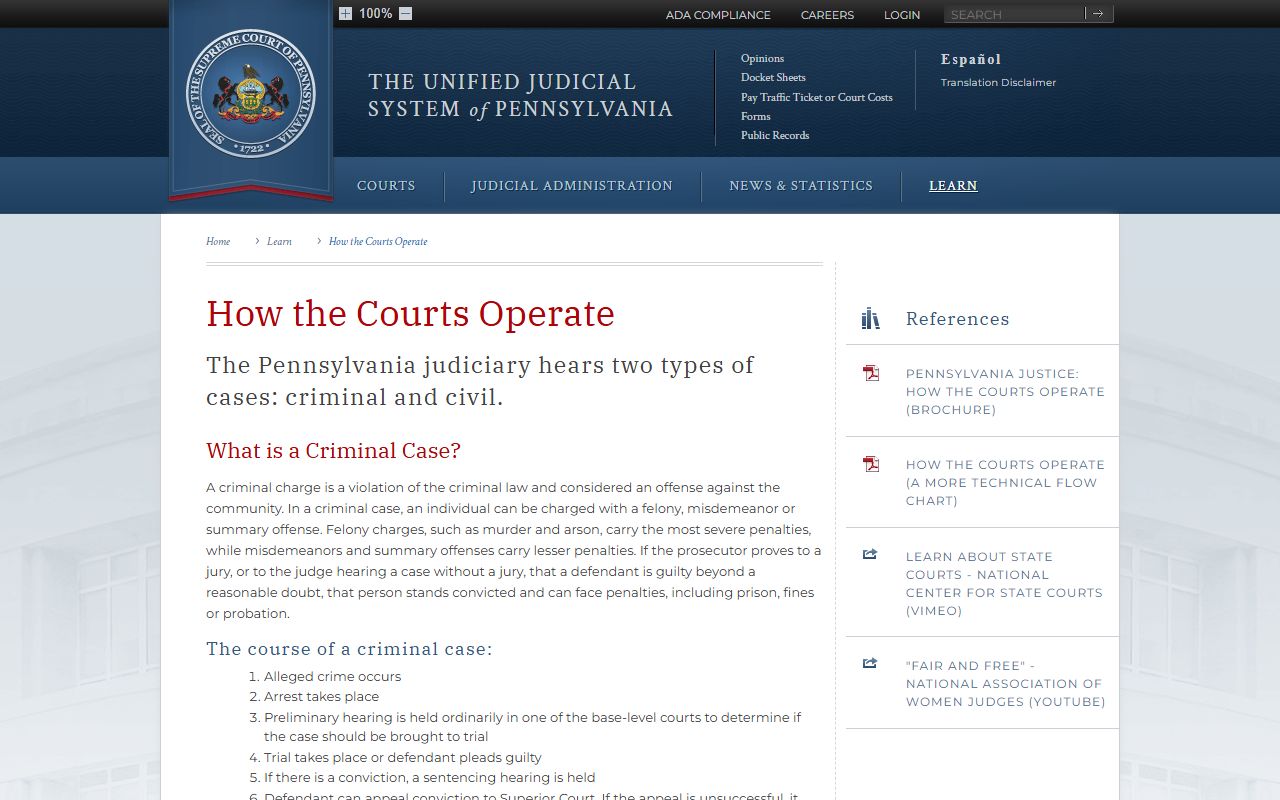 How Pennsylvania courts operate guide tied to Berks County court records